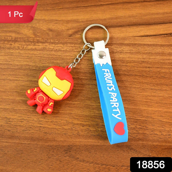 Cute Cartoon Silicone 3D Key Chain with Metal Hook & Strap (Pack of 1)